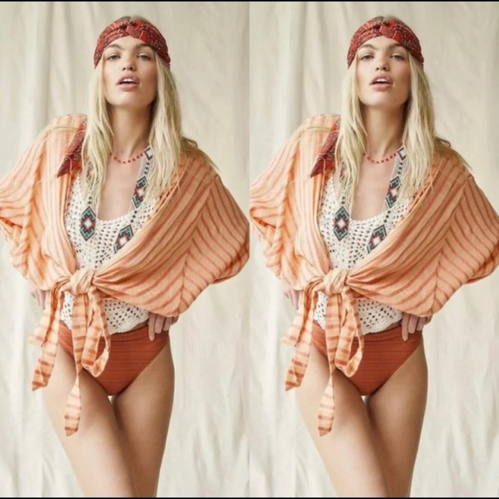 NWT Free People Bow and Arrow Kimono, Coral